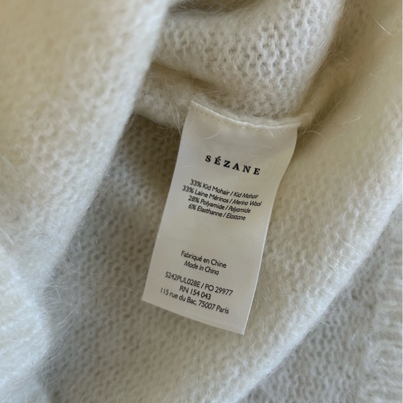 BEST Sezane Stacy Jumper Sweater - Ecru Ivory French Wool Mohair Knit - Picture 8 of 11